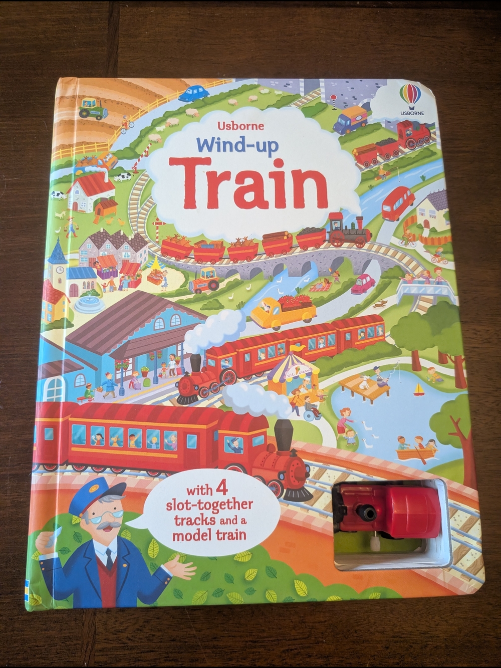 Usborne Wind-up Train Toy Book with Red Model Train